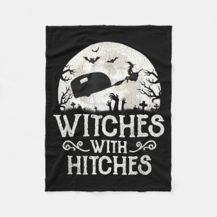 Witches With Hitches RV Camping Funny Halloween Fleece Blanket