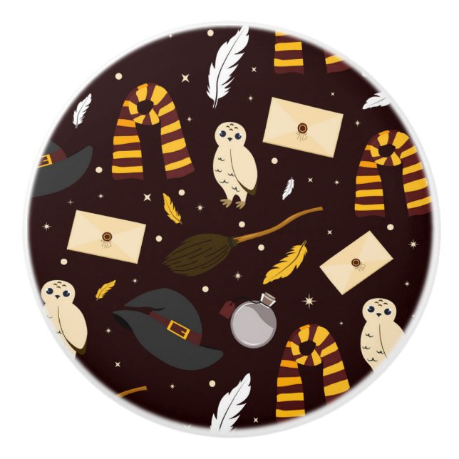 Witches, Wizards & Magic Pattern Ceramic Knob (Front)