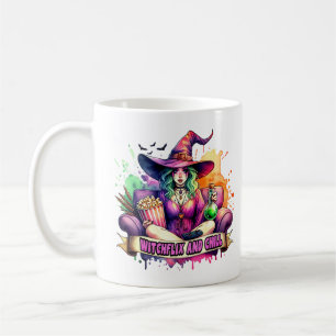 "Witchflix and Chill – Fun Witch Design for Hallow Coffee Mug