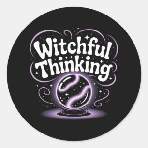 Witchful Thinking Crystal Ll Halloween Vibes 1  Classic Round Sticker