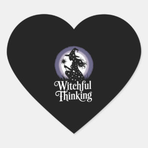 Witchful Thinking Halloween Girl T-shirt Heart Sticker