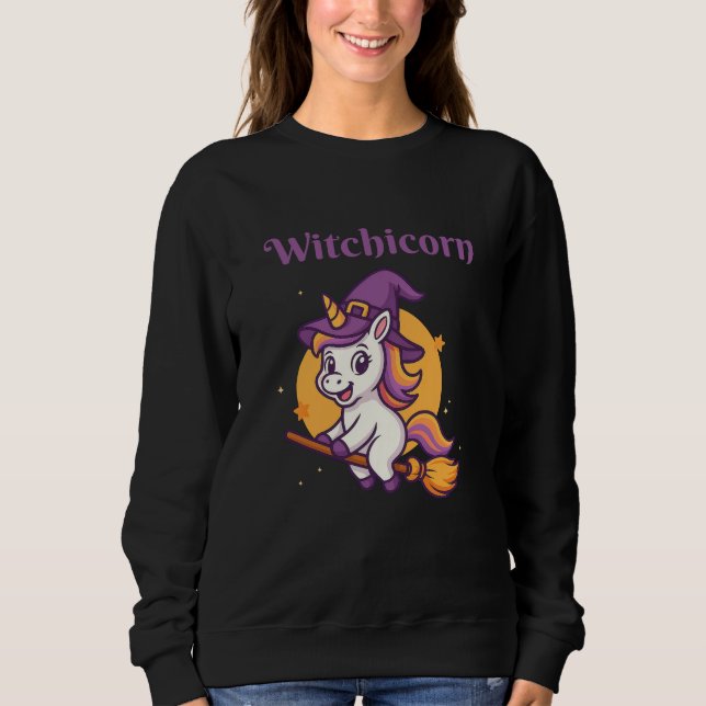 Witchicorn - funny cute spooky Halloween Gift Sweatshirt (Front)