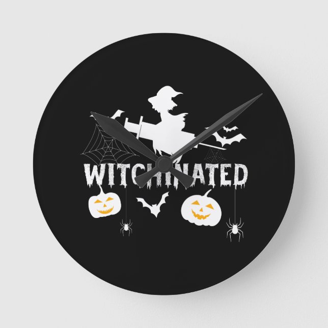 Witchinated Halloween 2021Costume Funny Witch Round Clock (Front)