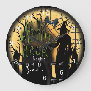 Witching Hour Begins - Halloween Large Clock