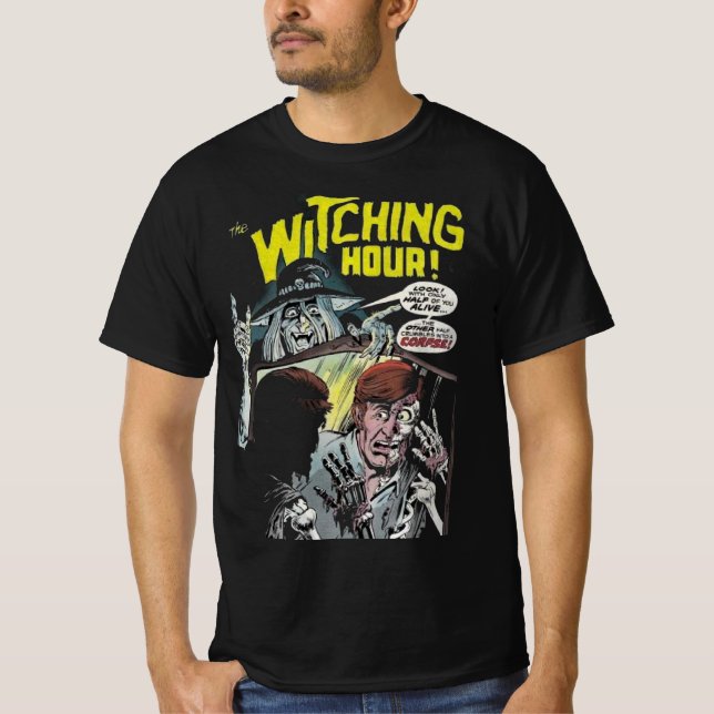 Witching Hour Comic Horror Halloween T-Shirt (Front)