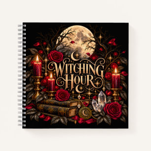 Witching Hour Gothic Moon Roses Spiral Notebook