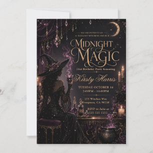 Witching Hour Midnight Magic 21st Birthday Invitation