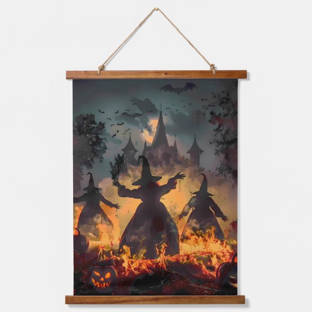 Witching Hour Ritual – Fire Dance of the Three Sis Hanging Tapestry (Front)