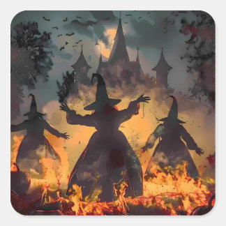 Witching Hour Ritual – Fire Dance of the Three Sis Square Sticker