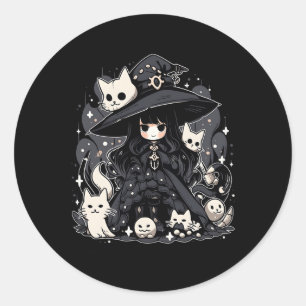 Witching Hour Trendy Halloween Graphic Design Classic Round Sticker