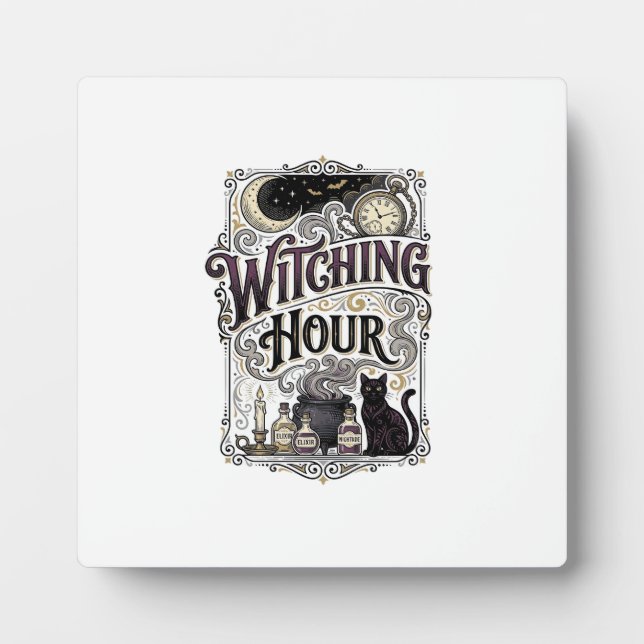 Witching Hour Vintage Engraving Witchy Design_1 Plaque (Front)