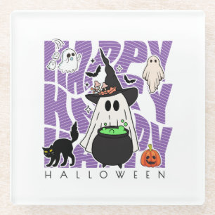 Witching Up Fun Happy Halloween Magic & Mischief Glass Coaster