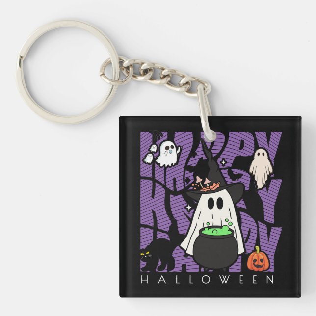 Witching Up Fun | Happy Halloween Magic & Mischief Key Ring (Front)
