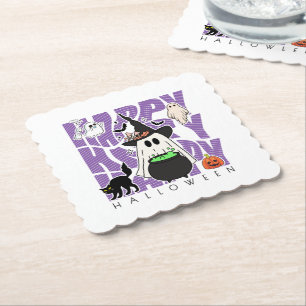 Witching Up Fun   Happy Halloween Magic & Mischief Paper Coaster