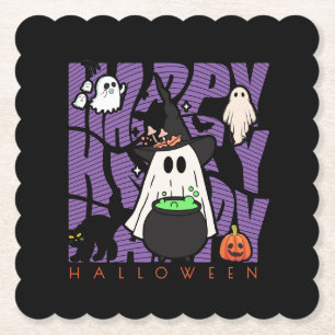 Witching Up Fun   Happy Halloween Magic & Mischief Paper Coaster
