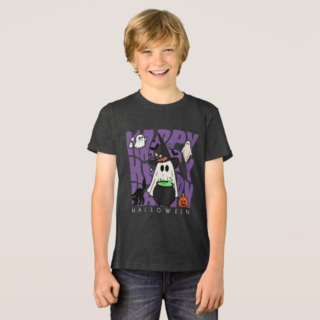 Witching Up Fun | Happy Halloween Magic & Mischief Tri-Blend Shirt (Front Full)