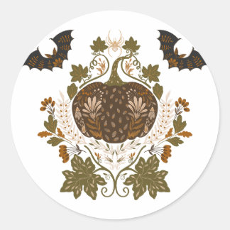 Witching Vine Halloween Pumpkin Design Classic Round Sticker