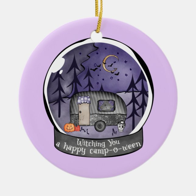 Witching You A Happy Camp-O-Ween Ceramic Tree Decoration (Front)