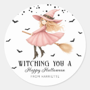 Witching You A happy Halloween Witch Classic Round Sticker