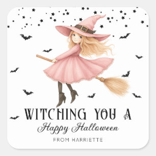 Witching You A happy Halloween Witch Square Sticker