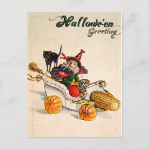 Witchmobile (Vintage Halloween Card) Postcard