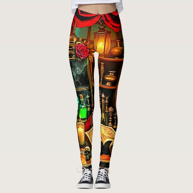 Witch's Altar Mystical Night Brew Design Leggings (Front)