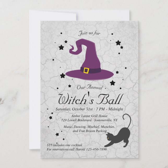 Witch's Ball Halloween Invitation (Front)