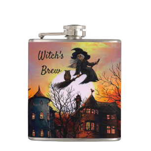 Witch's Brew Flask Halloween Custom Text