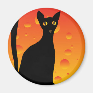 witch's cat&moon magnet