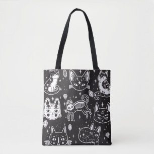 Witch's Cat: Vintage Isolated Illustration Tote Bag