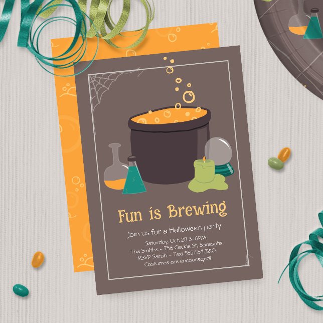 Witch's Cauldron Halloween Invitation (Witches Cauldron Halloween Party Invitation)