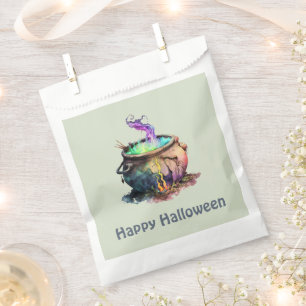 Witch's Cauldron Smoke Green Happy Halloween Favour Bags