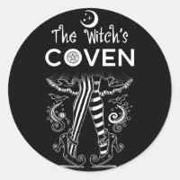 Witch's Coven Witch Legs Black White Halloween