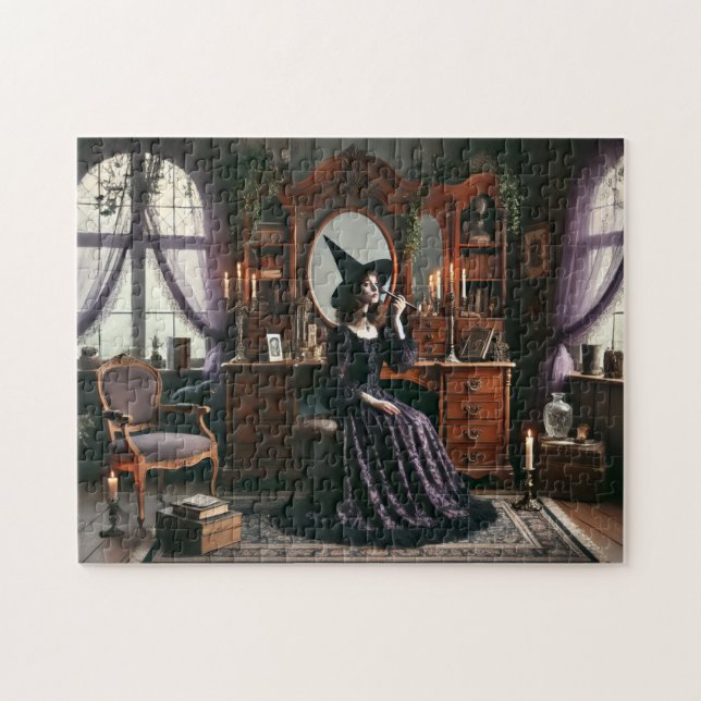 Witch's Enchanted Queen Anne Goth Victorian Vanity Jigsaw Puzzle (Horizontal)