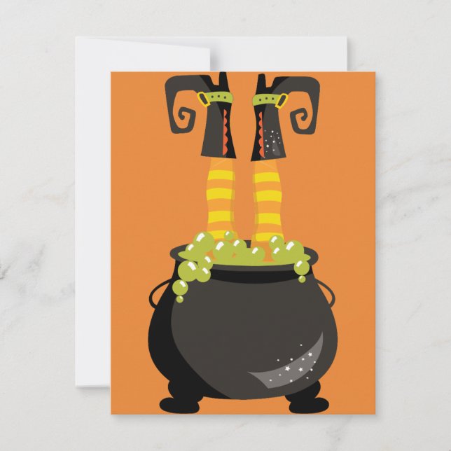 Witch's Feet Sticking out of a bubbling cauldron Invitation (Front)