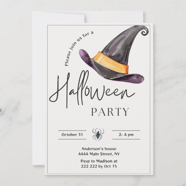 Witch's Hat Halloween Invitation (Front)