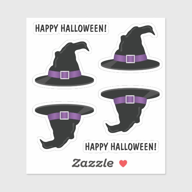 Witch's Hats With Purple Details Happy Halloween (Sheet)
