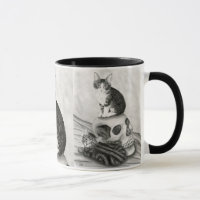 Witch's Kittens Cat Skull Gothic Fantasy Art Mug