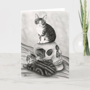 Witch's Kittens Cat Skull Gothic Goth Fantasy Art  Card