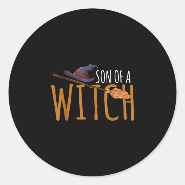 Witch's son halloween hat  classic round sticker (Front)