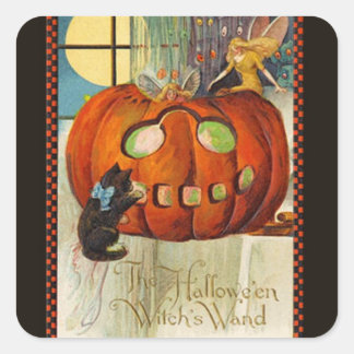 Witch's Wand Halloween Square Sticker