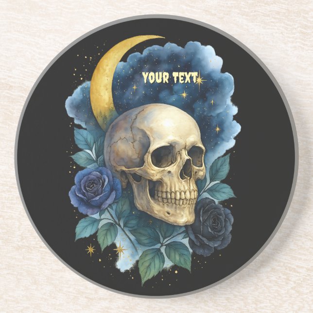 Witchy Aesthetic Gothic Floral Halloween Creepy  Coaster (Front)