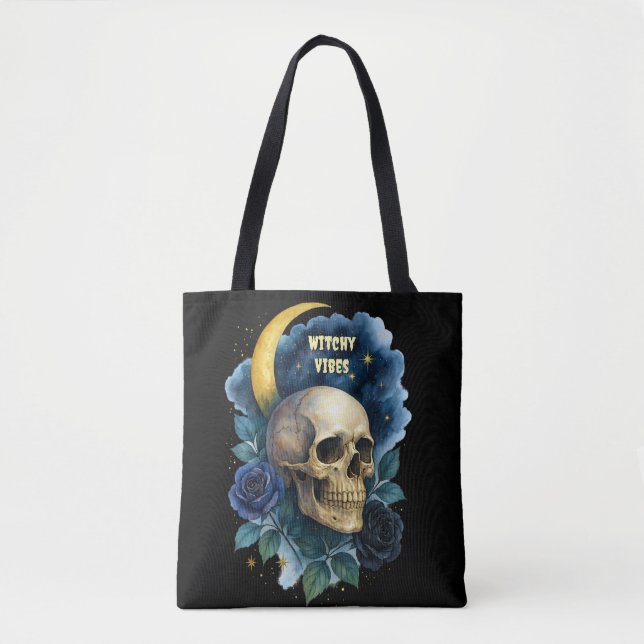 Witchy Aesthetic Gothic Floral Halloween Creepy  Tote Bag (Front)