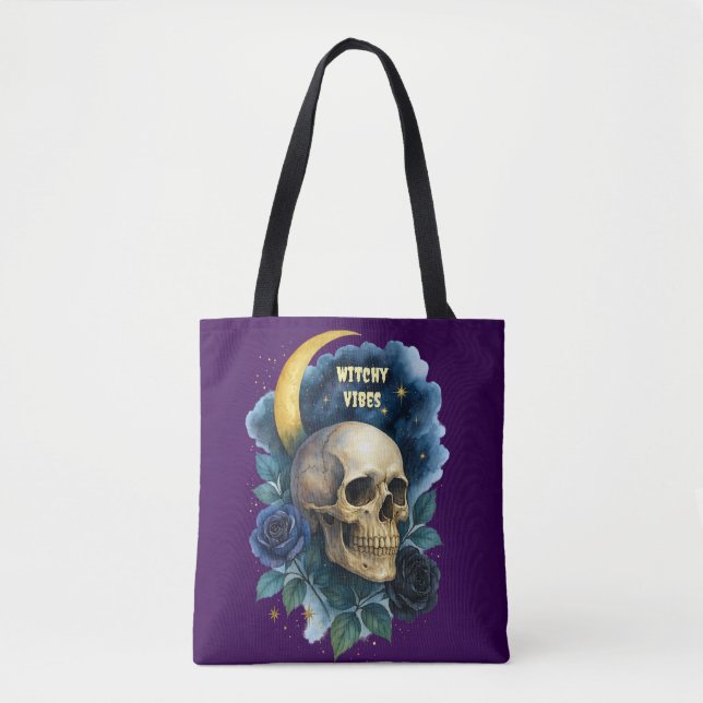 Witchy Aesthetic Gothic Floral Halloween Creepy  Tote Bag (Front)