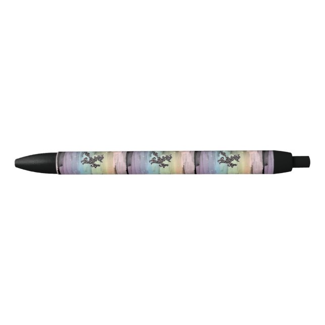 Witchy And Cat, Halloween Mood Black Ink Pen (Front)