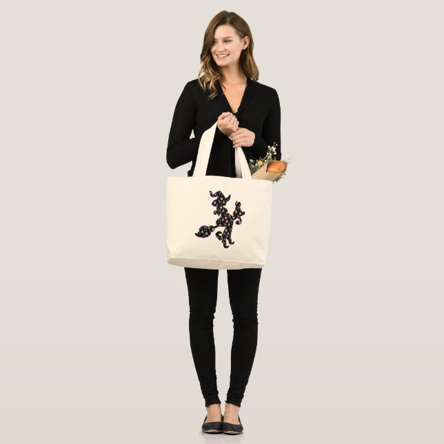 Witchy And Cat, Halloween Mood Large Tote Bag (Front (Model))