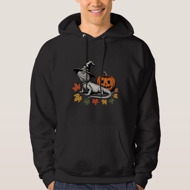 Witchy Bearded Dragon Halloween Hoodie (Front)