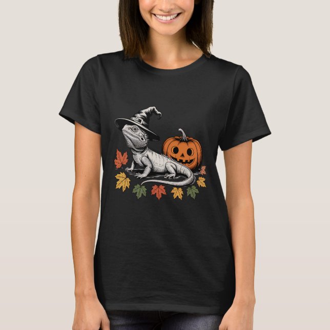 Witchy Bearded Dragon Halloween T-Shirt (Front)