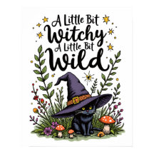 Witchy Black Cat Cottagecore Art