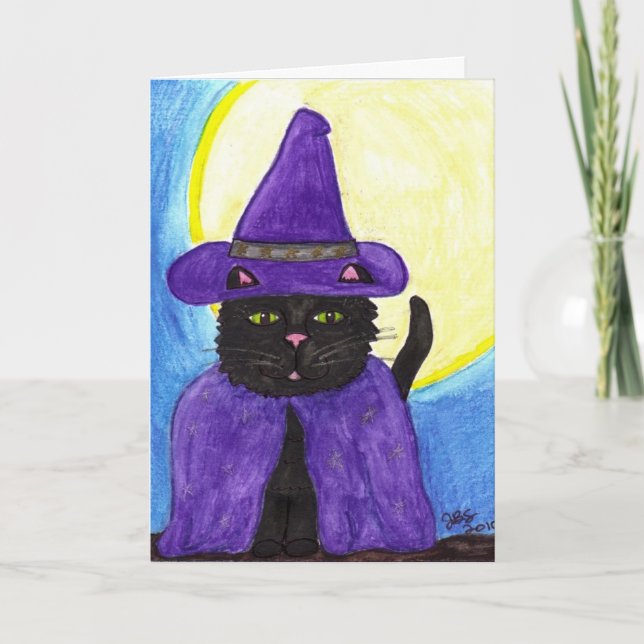 Witchy Black Cat greeting card (Front)